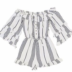 AMERICAN EAGLE off the shoulder striped summer romper